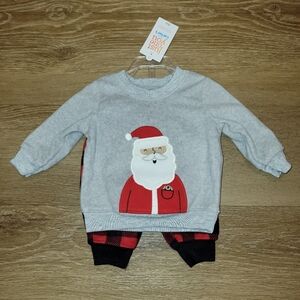 Carters Baby Boy/Girl Fleece 2 Piece Outfit Size 3 Months New Santa Plaid